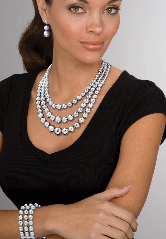 Set Of 2 Silvertone And Goldtone Necklace Sets, 16.5 Inch Plus 3 Inch Extension, , alternate image number null