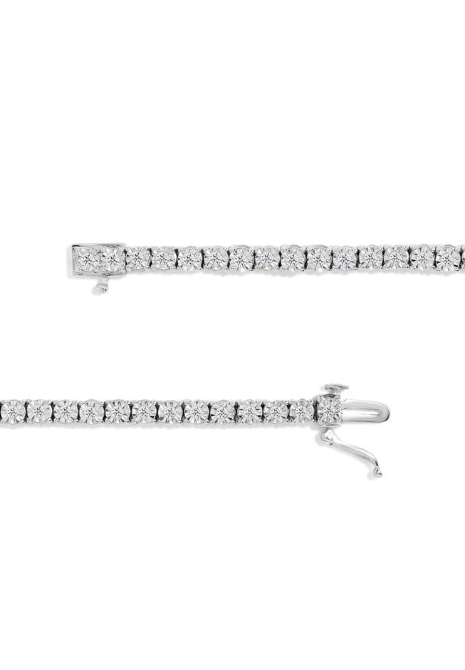 Sterling Silver Miracleset Diamond Round Faceted Bezel Tennis Bracelet 6 inches, , alternate image number null