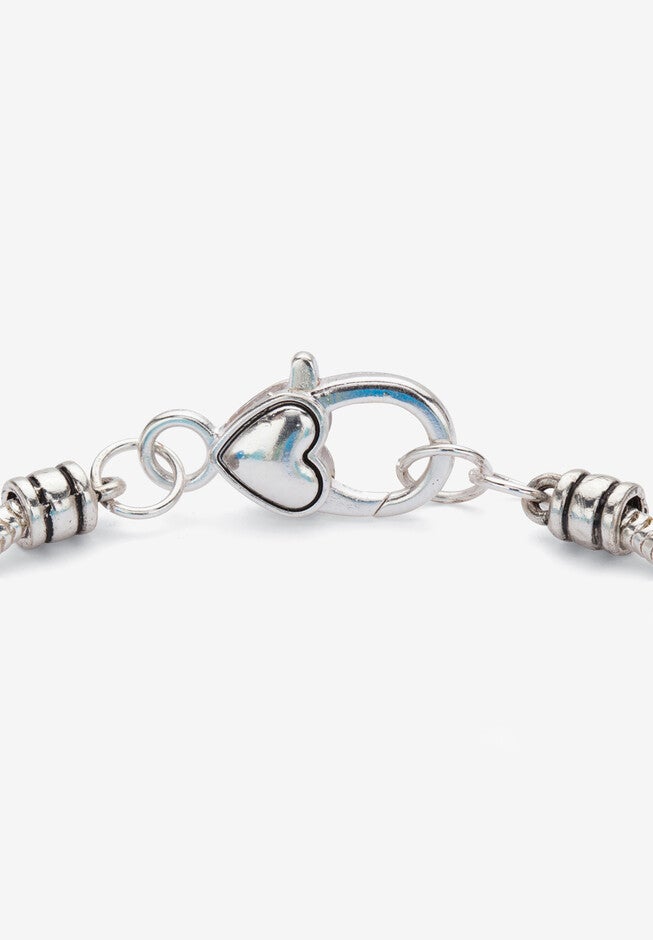 Silver Tone Antiqued Coastal Charm Bracelet (15Mm), Crystal, 7 Inches, , on-hover image number null
