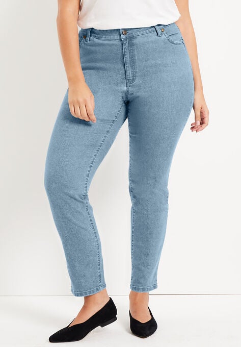 Curvie Fit Straight-Leg Jeans, LIGHT BLUE, hi-res image number null