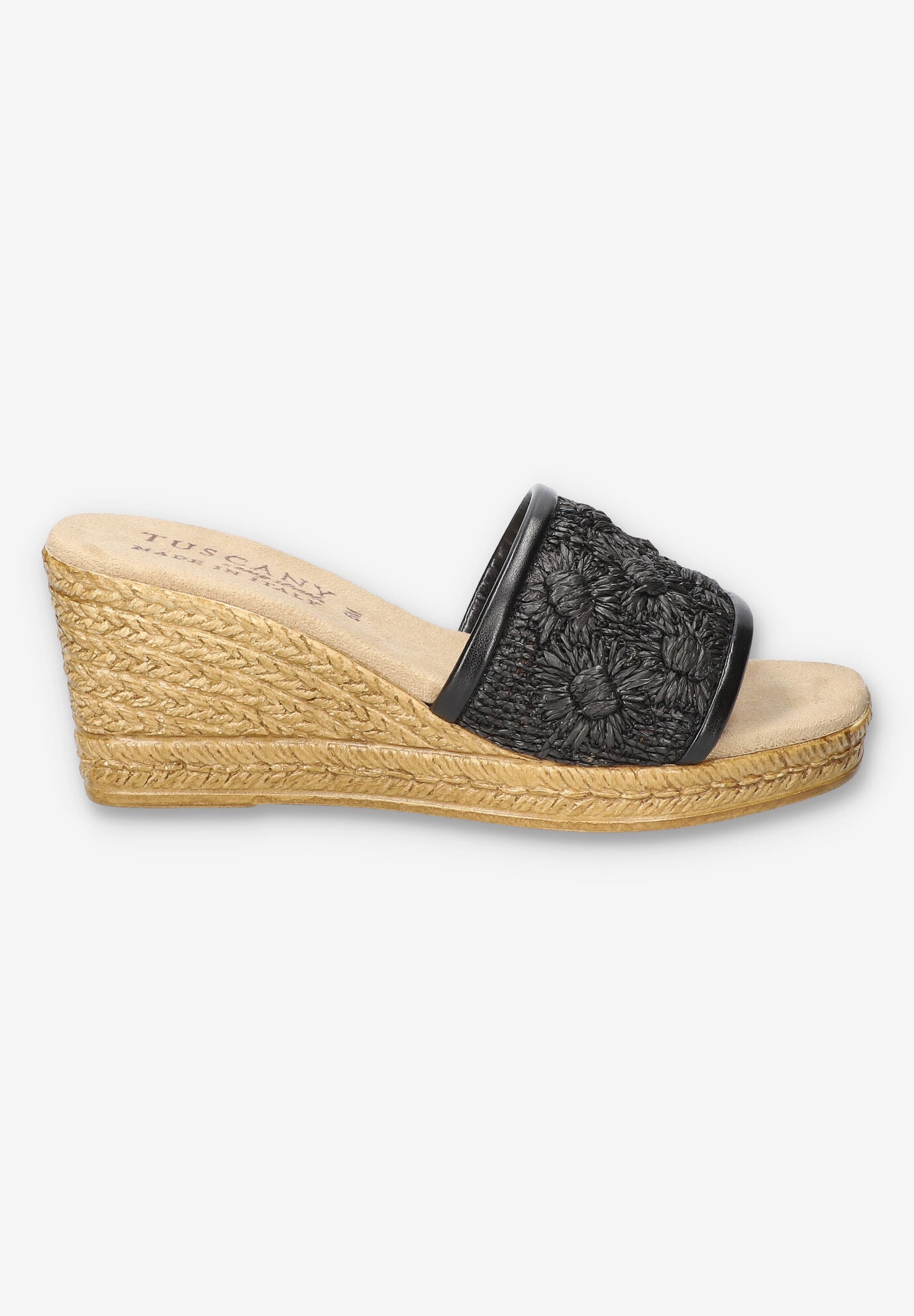 Ricci Wedge Sandal, BLACK RAFFIA FLOWER, alternate image number 3