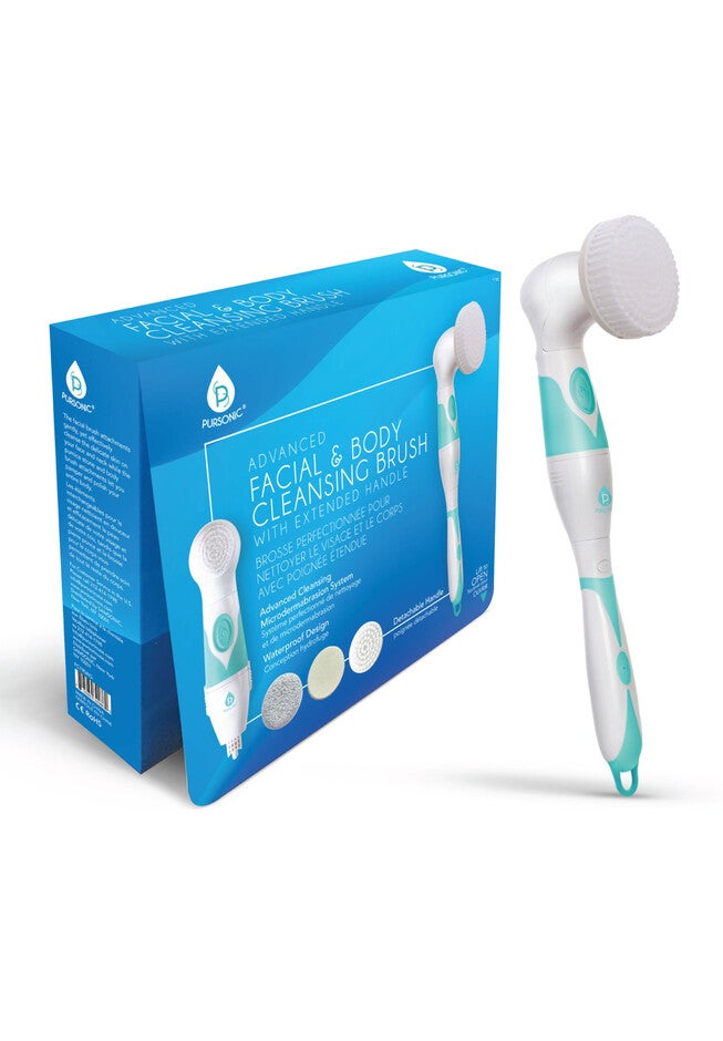 Waterproof Facial & Body Cleansing Brush With Extended Handle, O, hi-res image number null