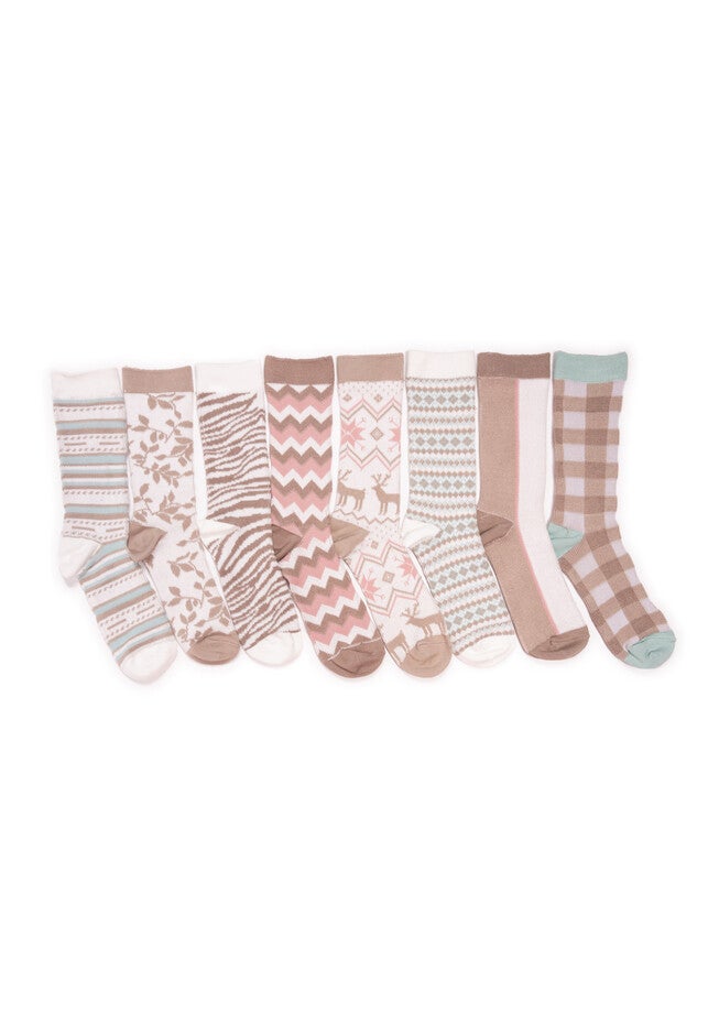 8 Pair Pack Microfiber Boot Socks Socks, IVORY, hi-res image number 0