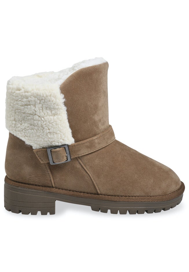 Faux Suede 1.5 inches Heel With Berber Back Boot, , alternate image number null