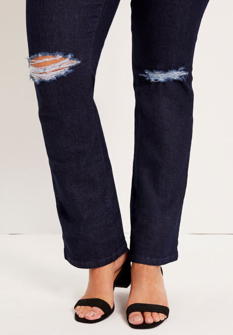 Curvie Fit Distressed Straight-Leg Jeans, , alternate image number null