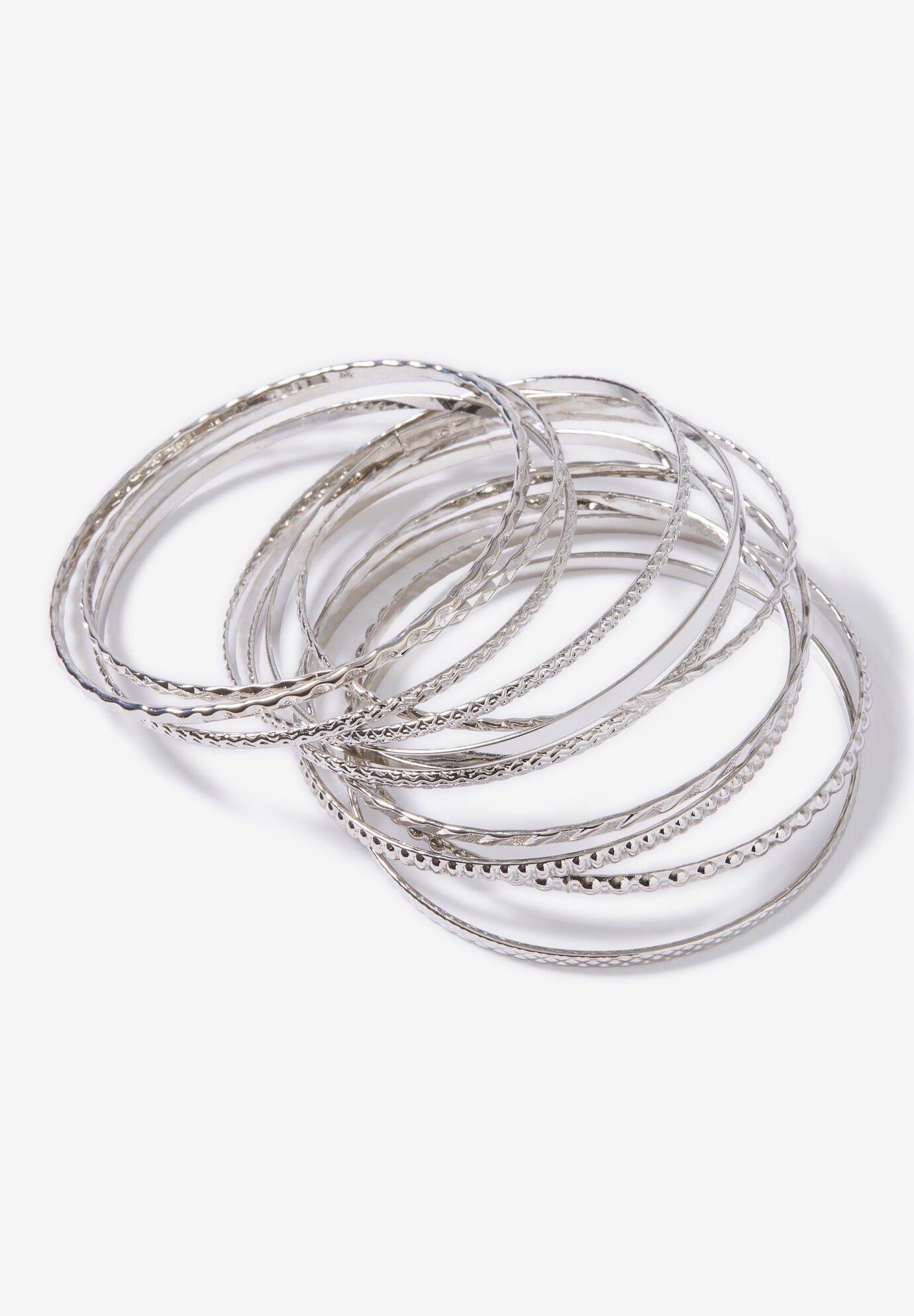 Textured Bangle Set - Modern Jewelry 11 Bangles, 4447533 | Ellos