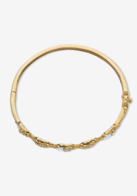Diamond Accent Gold-Plated Elephant Parade Bangle Bracelet 7", , on-hover image number null