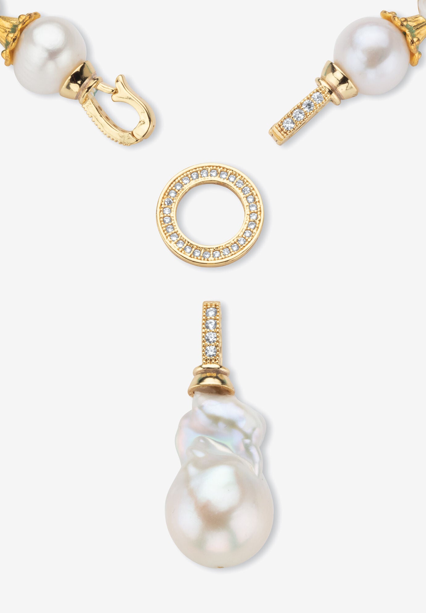 8.25 Cttw. White Shell Pearl & Keshi Pearl Drop Beaded Necklace Gold-Plated 23 inches, , alternate image number 2