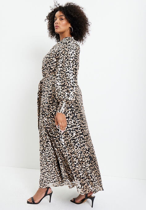 Side Slit Sequin Dress, , alternate image number null