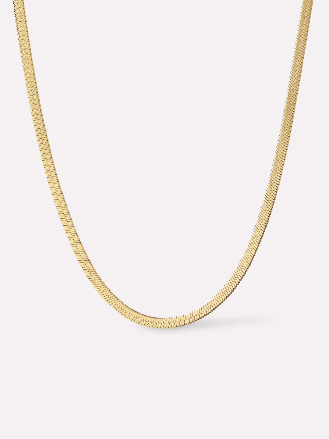 Ina Herringbone Chain Necklace, GOLD, hi-res image number 0