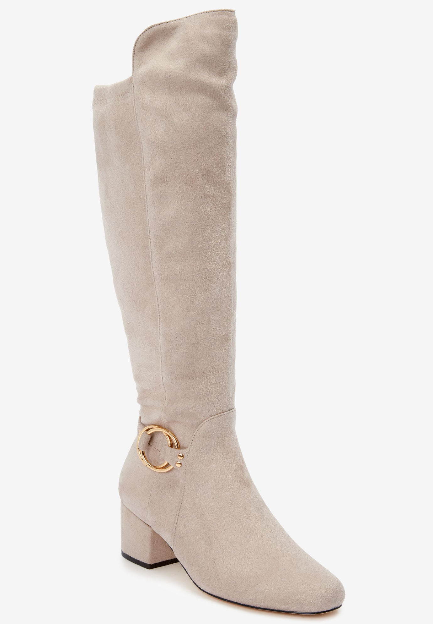 tan suede wide calf boots