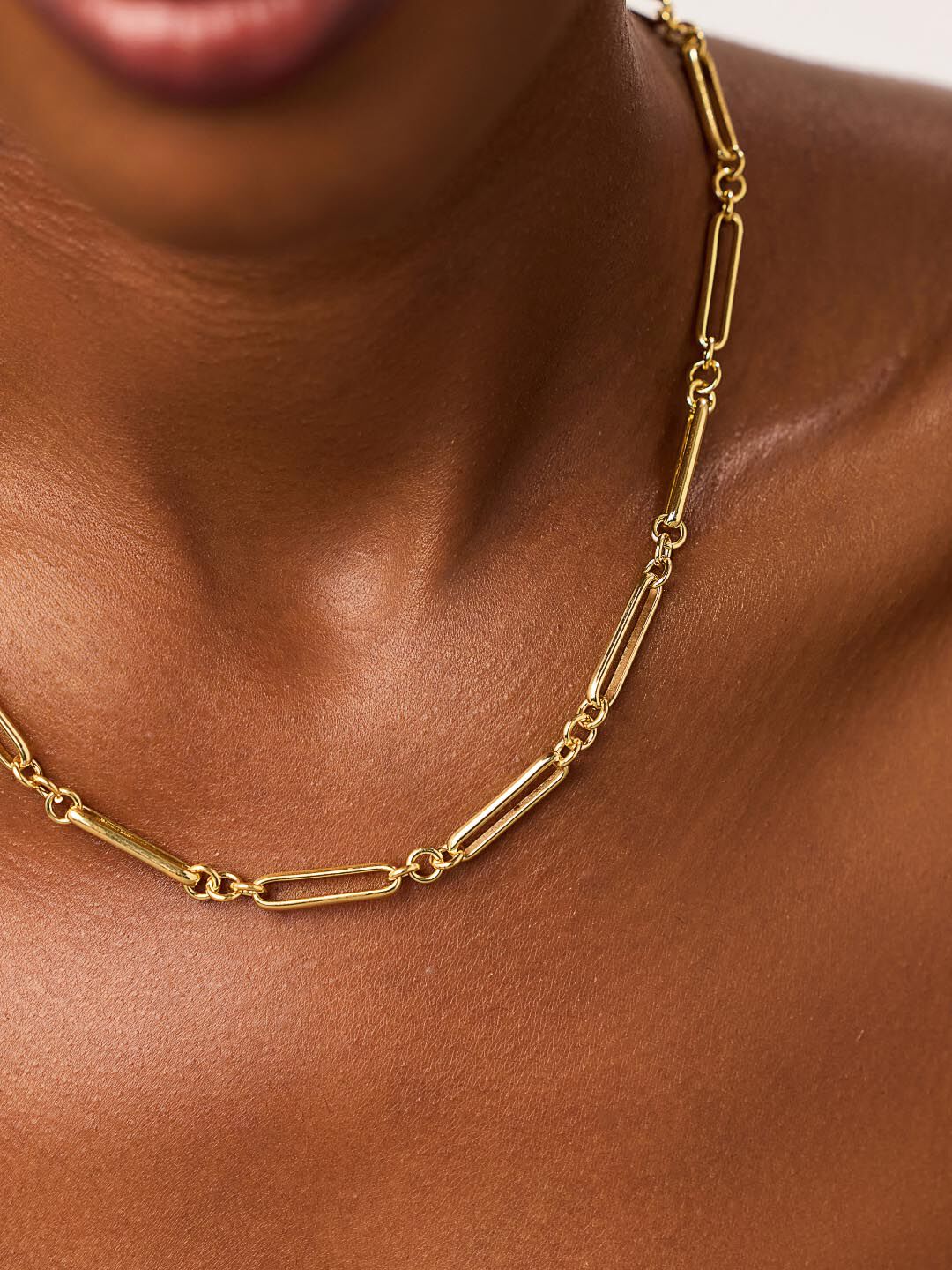 James Gold Paperclip Necklace, GOLD, alternate image number 2