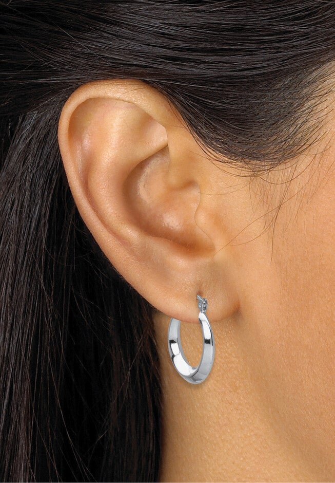 Sterling Silver 3 Piece Stud Earrings & Hoop Set (1 Cttw ) (17.5Mm) (25Mm), , alternate image number null