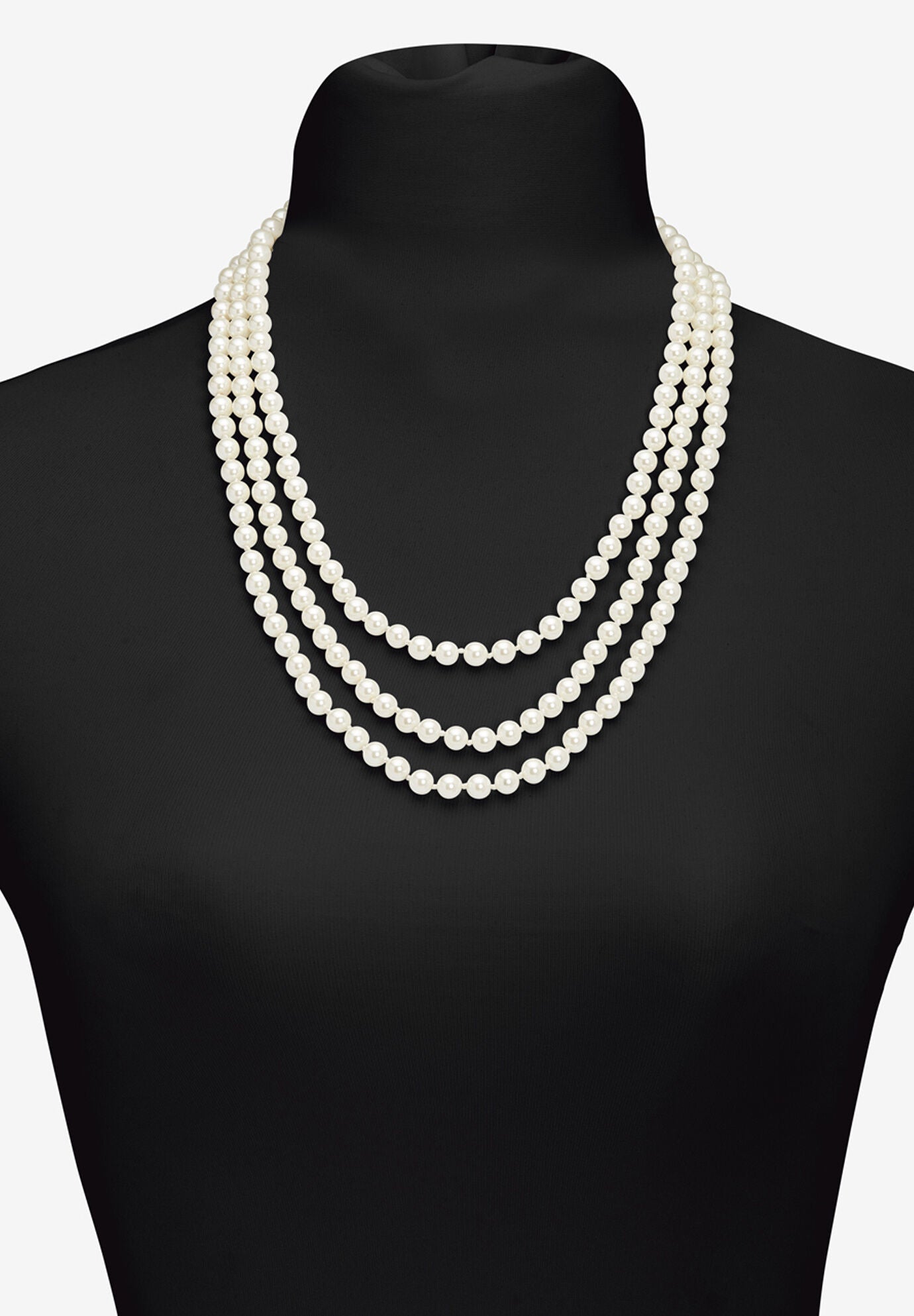 Simulated Pearl Silvertone Endless Necklace And Earrings Set, 70 Inches, , alternate image number 2