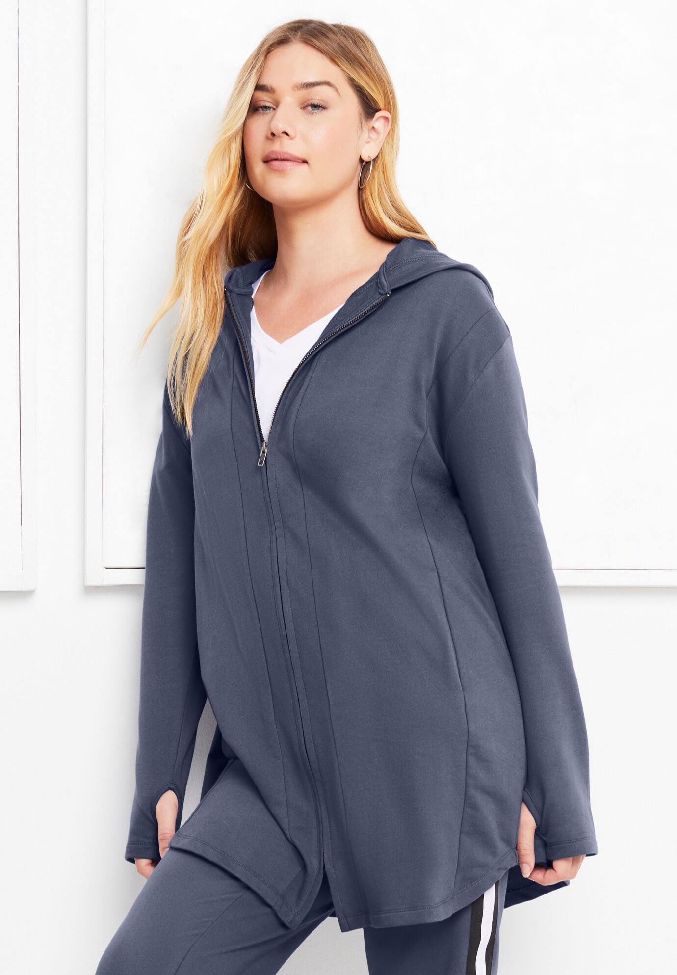 Zip-Up French Terry Hoodie, , alternate image number 4