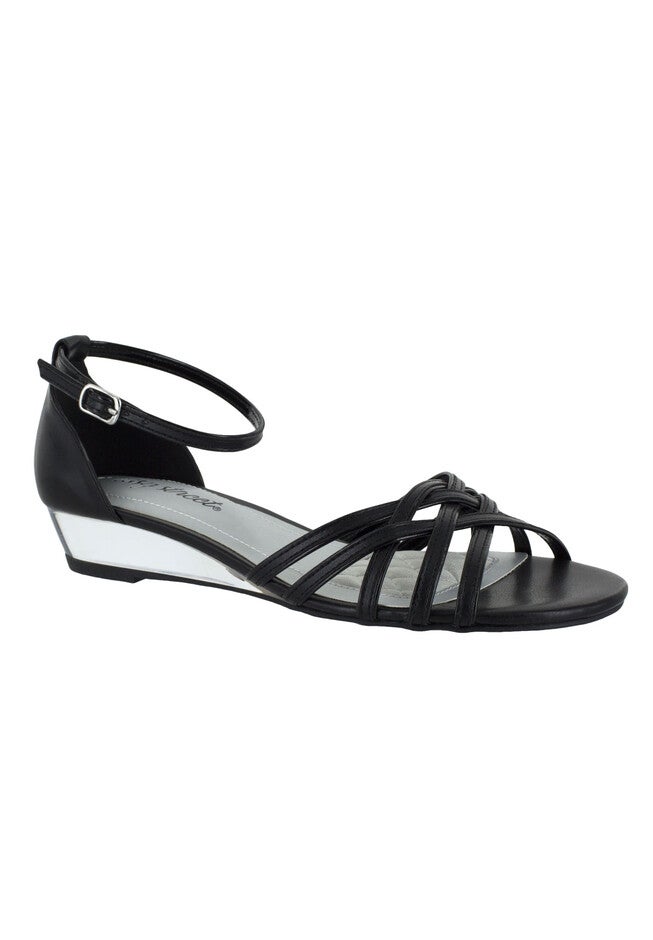 Tarrah Sandals by Easy Street®, BLACK PATENT PIPING, hi-res image number null