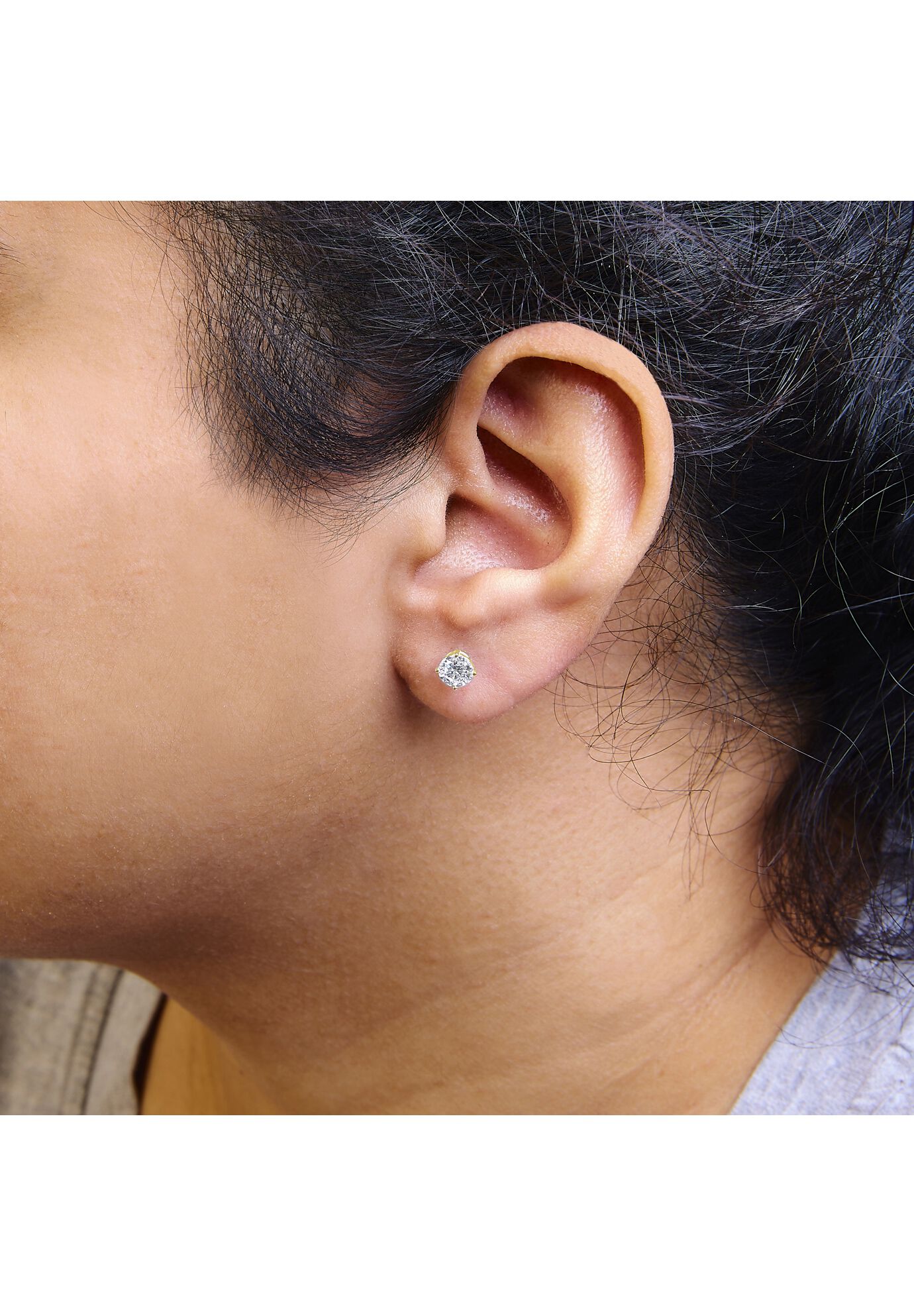 14K Gold 1.0 Cttw Round Brilliant Cut Lab Grown Diamond 4-Prong Classic Solitaire Stud Earrings, , alternate image number 7