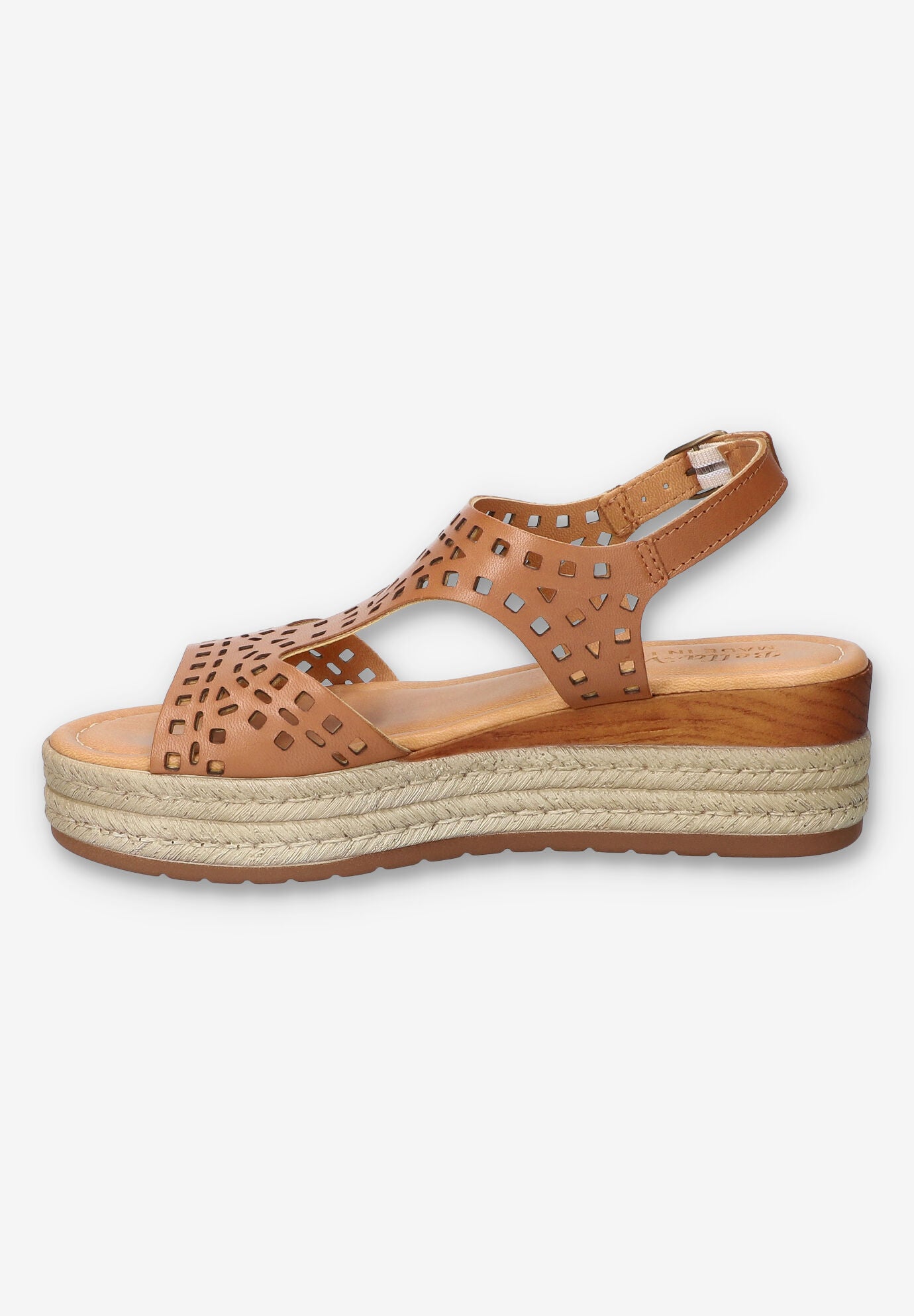 Ann-Italy Wedge Sandal, BROWN LEATHER, alternate image number 4