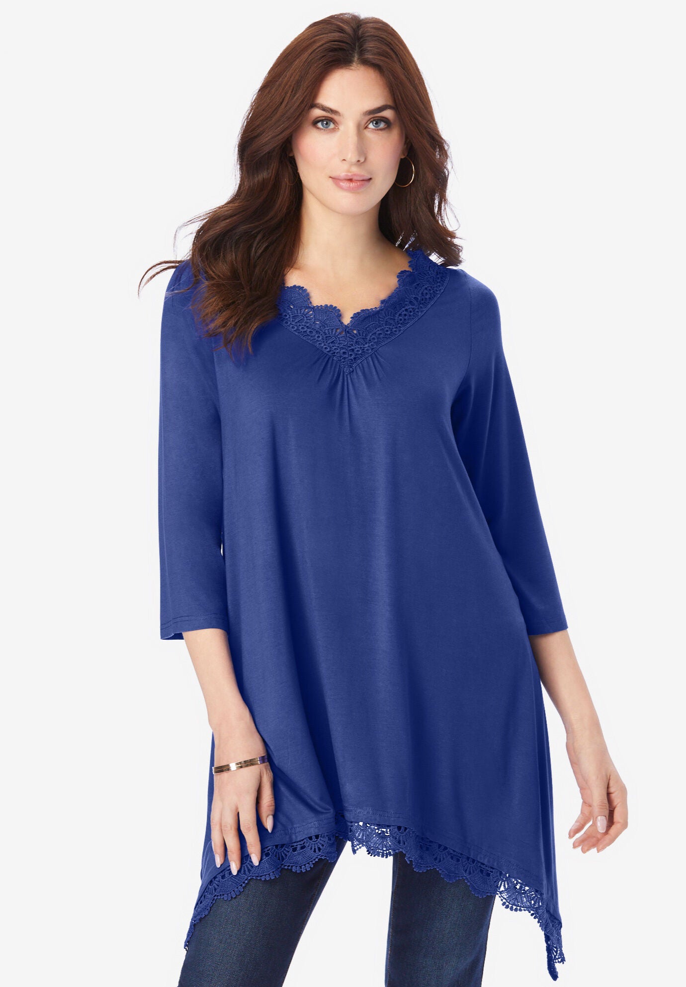 Lace Handkerchief Hem Ultra Femme Tunic, ULTRA BLUE, hi-res image number 0
