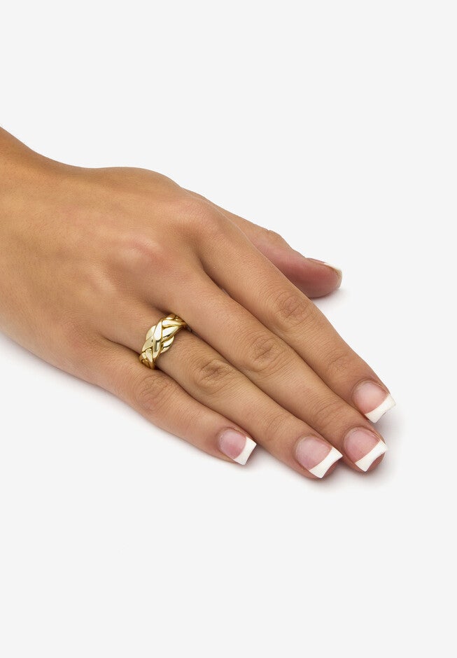 Yellow Gold-Plated Braided Puzzle Ring Jewelry, , alternate image number null