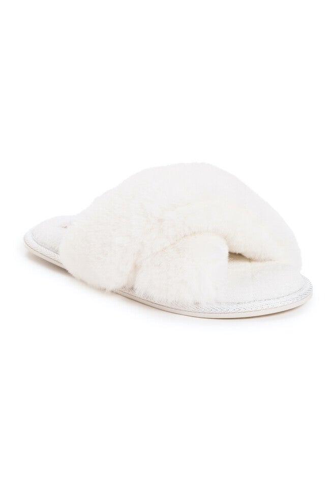 Perley Criss Cross Slipper Slippers, SNOW WHITE, hi-res image number 0