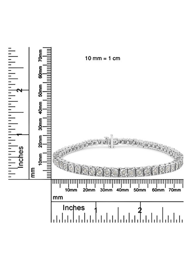 Sterling Silver Diamond Square Frame Miracleset Tennis Bracelet 7 inches, , alternate image number null
