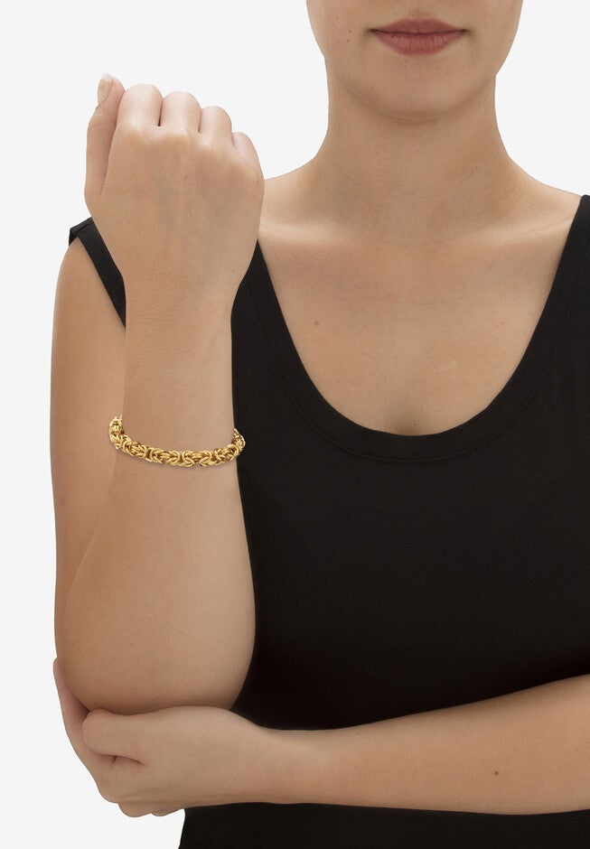 Byzantine-Link Bracelet Gold Ion-Plated Stainless Steel 8mm 7.5 inches Length, , alternate image number 5