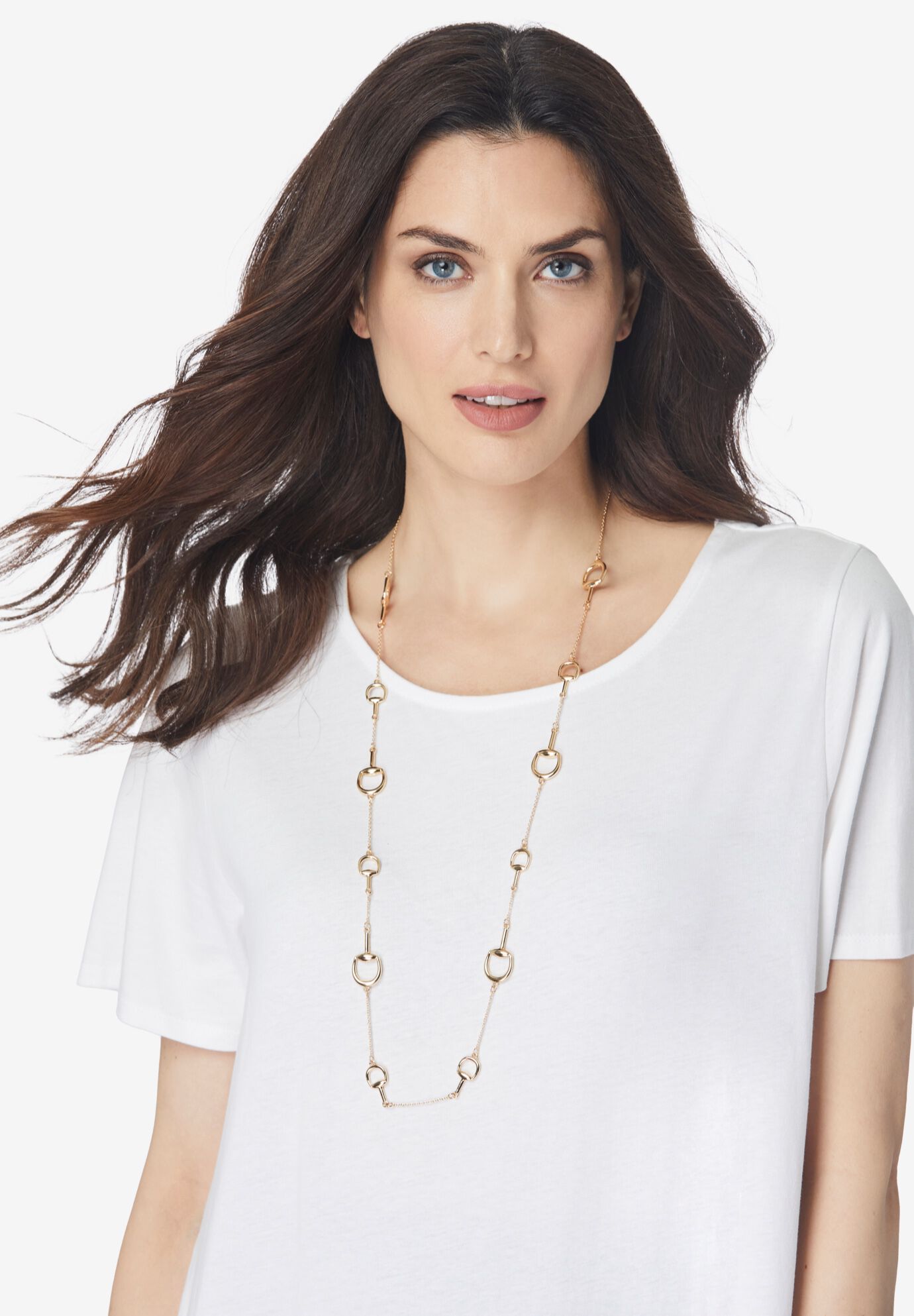 Long Horsebit Necklace, , on-hover image number 1