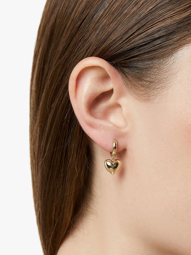Jessica Puffed Heart Hoops, GOLD, alternate image number 4