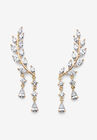Goldtone Marquise Cut Ear Climber Drop Earrings Cubic Zirconia (3 cttw TDW), GOLD, hi-res image number null