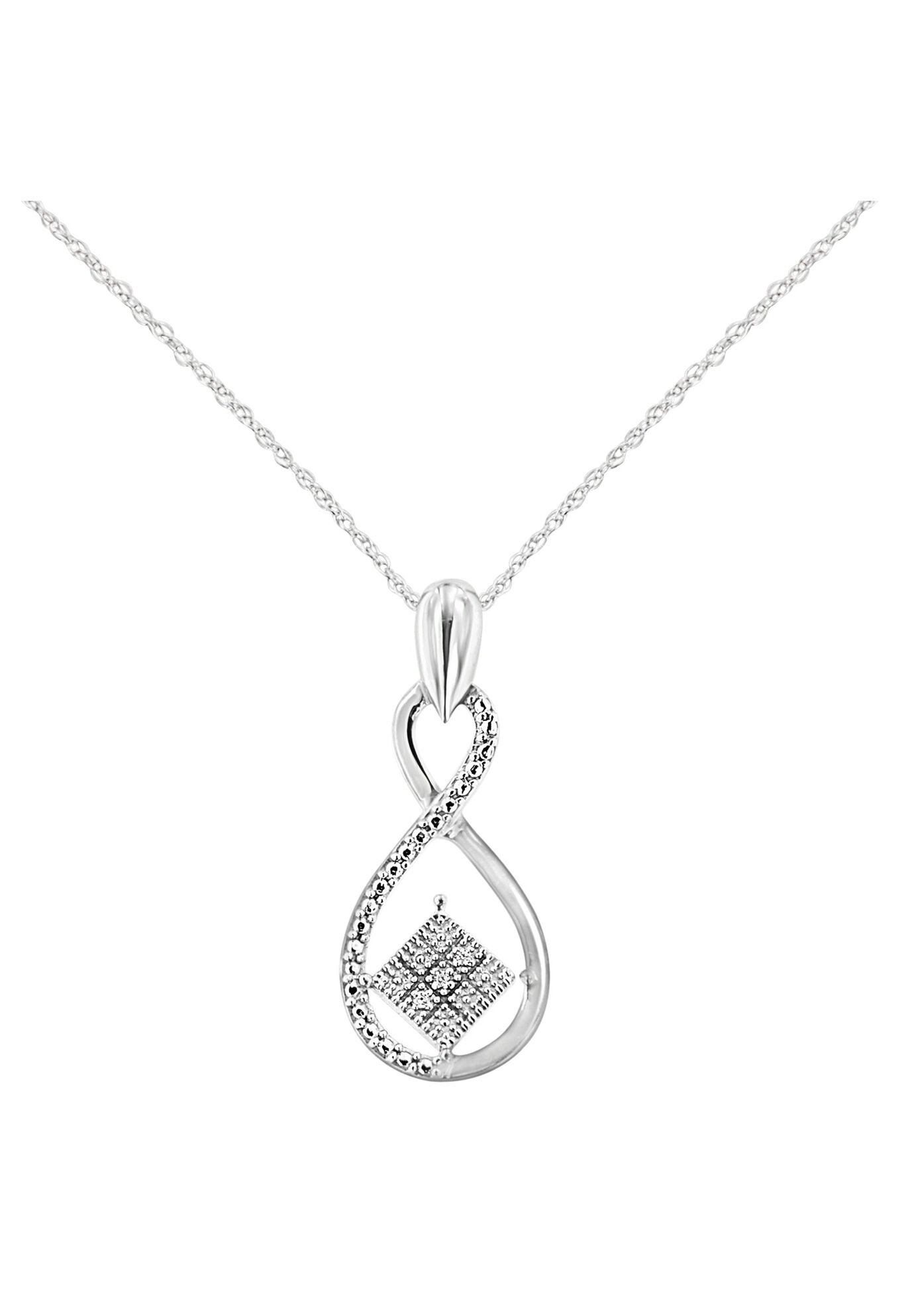 Silver Diamond Infinity And Square Accent Pendant Necklace, SILVER, hi-res image number 0