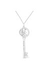 Sterling Silver Diamond Accent Gemini Zodiac Key Pendant Necklace, , alternate image number null