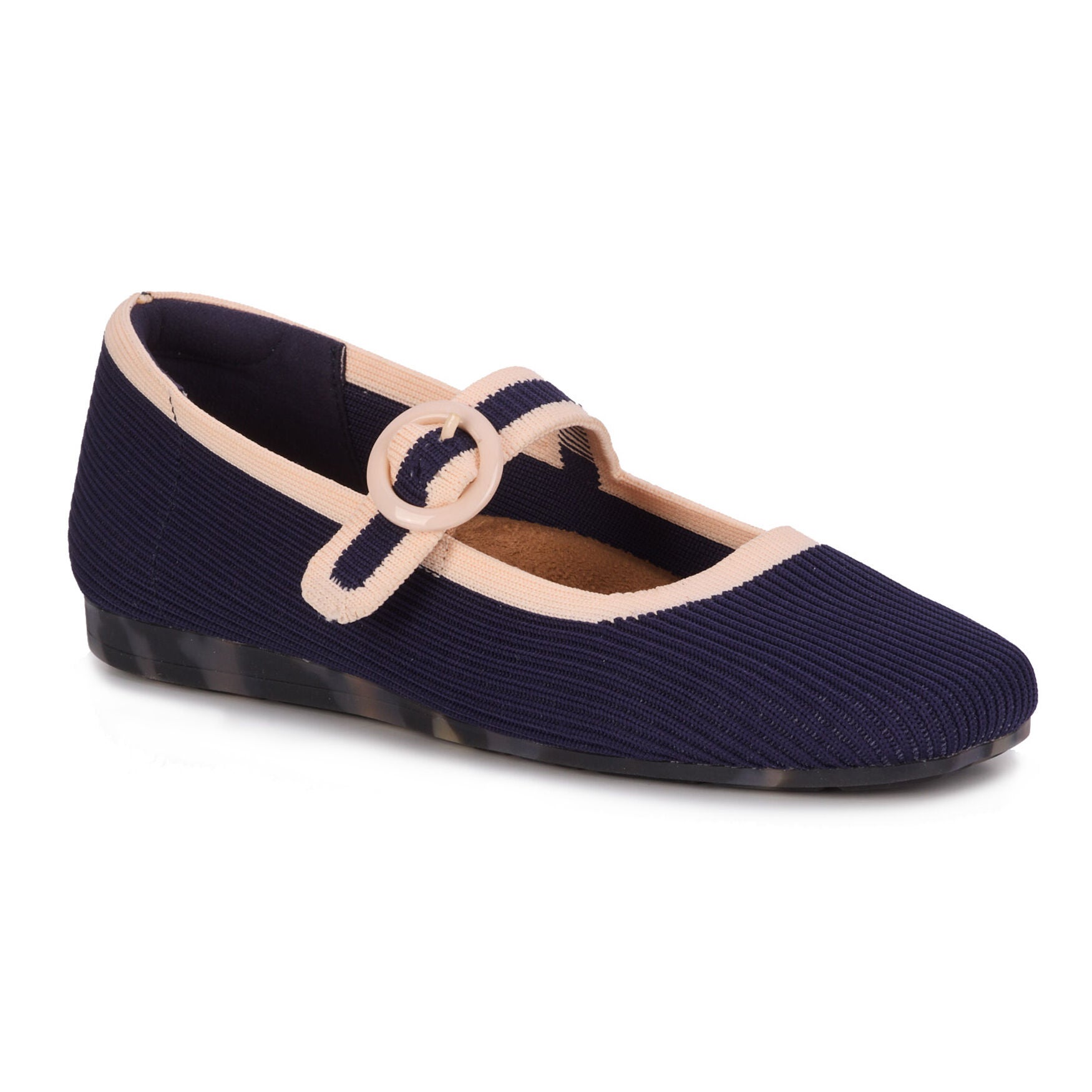 Naomi Mary Jane Flat, NAVY CREAM KNIT, alternate image number 7