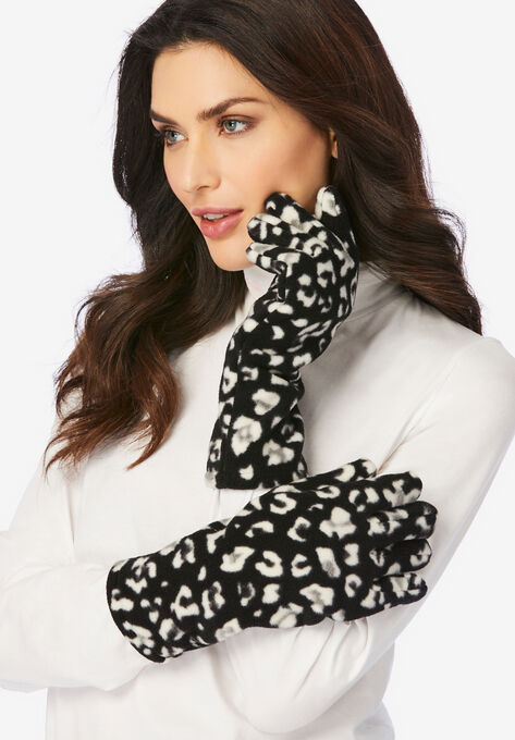 Fleece Gloves, BLACK GRAPHIC SPOTS, hi-res image number null