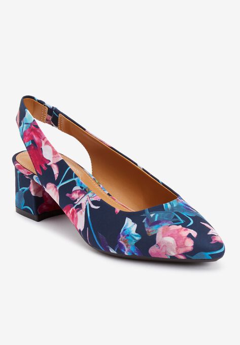 The Mea Slingback , WATERCOLOR FLORAL, hi-res image number null