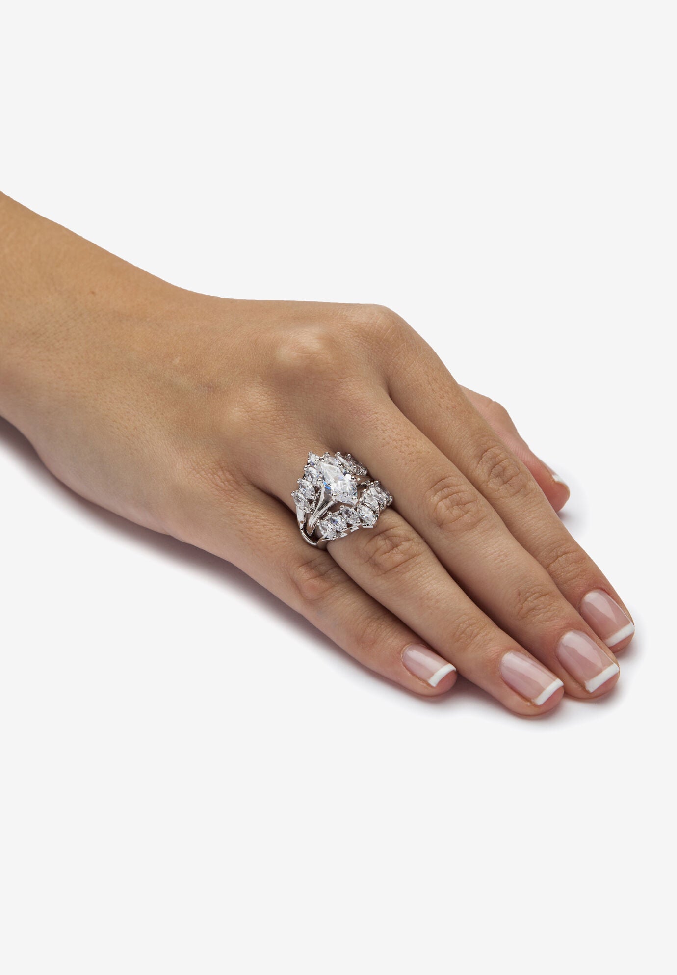 5.98 Tcw Marquise-Cut Cubic Zirconia Jacket Bridal Set In Silvertone, , alternate image number 2