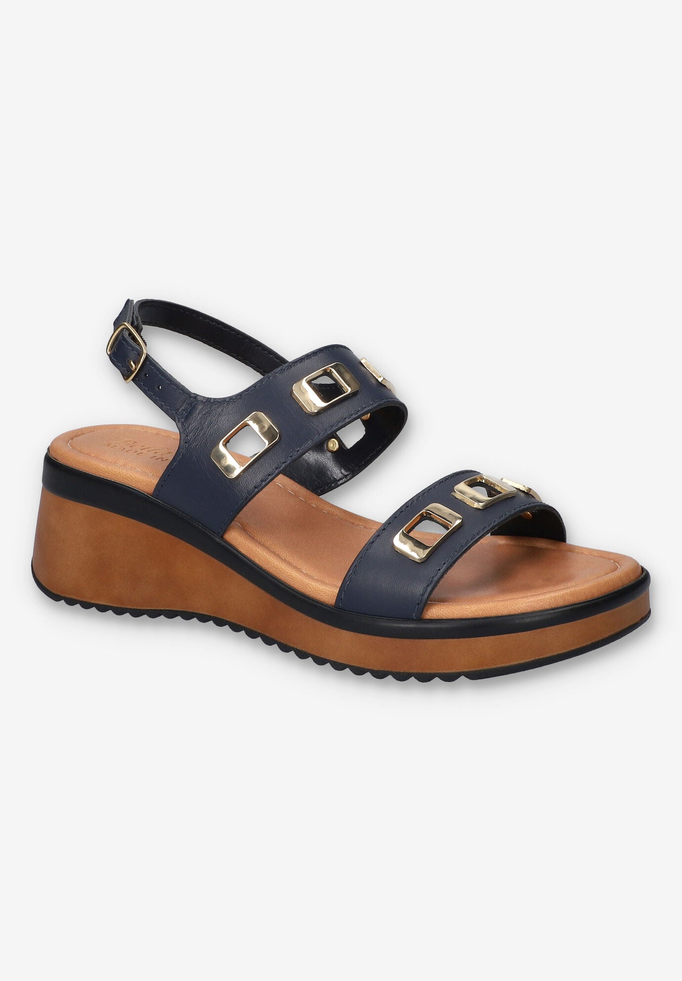 Vic-Italy Wedge Sandal, NAVY LEATHER, hi-res image number 0