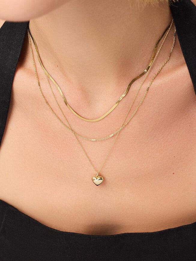 Lev Small Gold Heart Necklace, GOLD, alternate image number 4