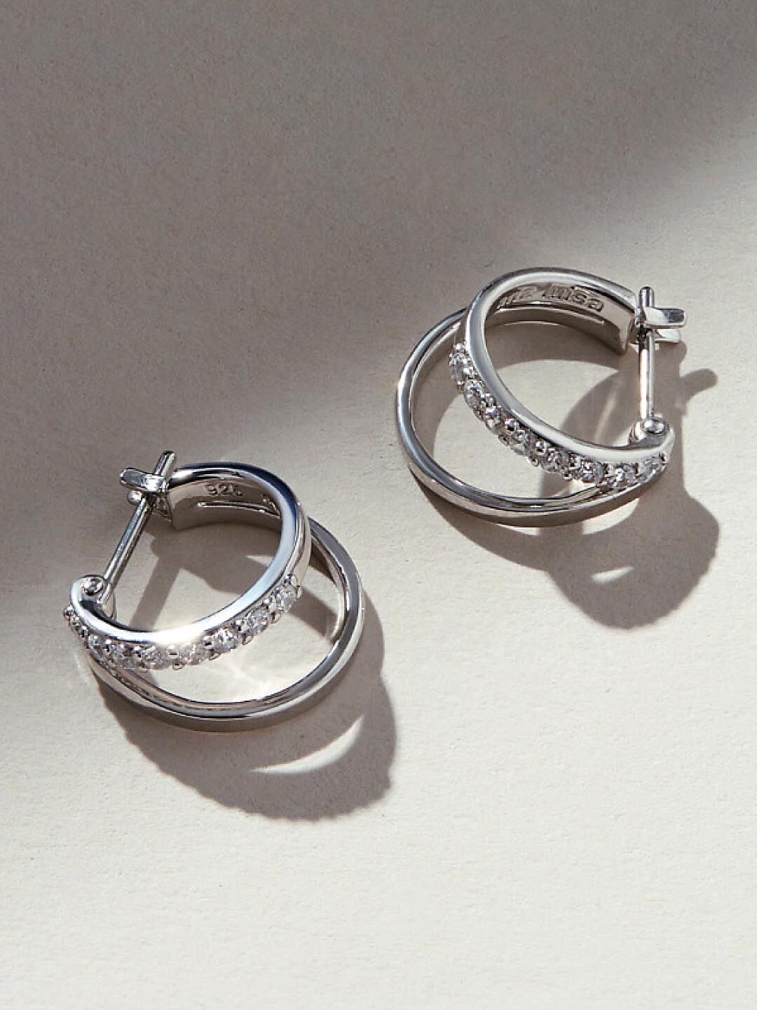 Double Hoop Earrings - Toda, SILVER, alternate image number 5