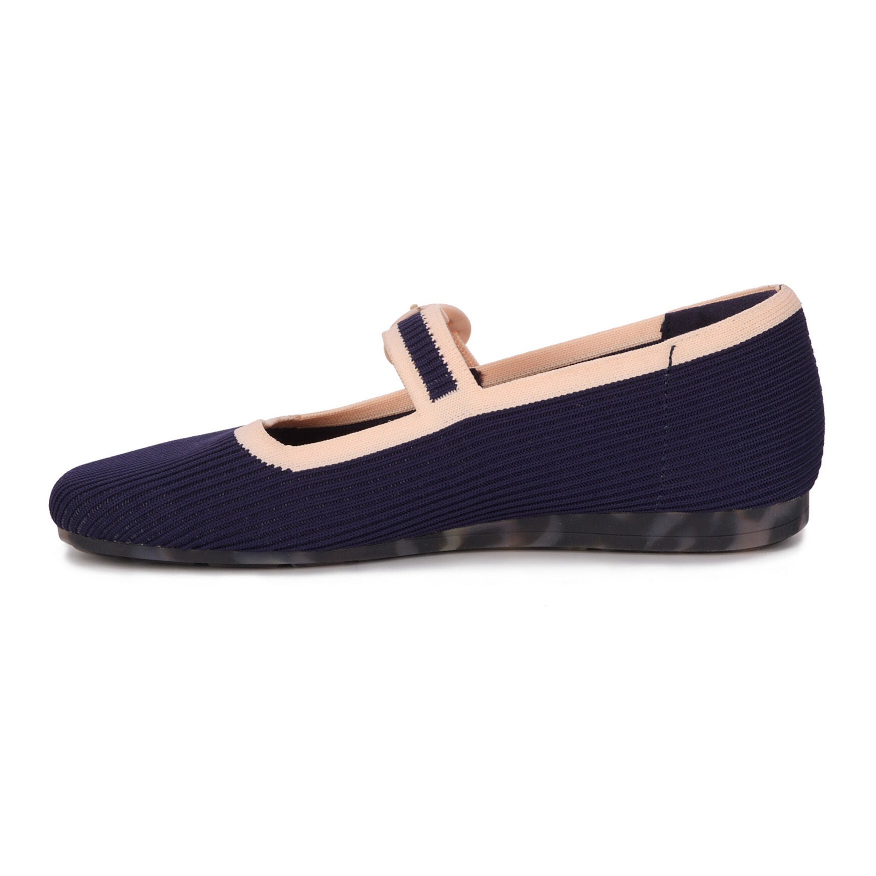 Naomi Mary Jane Flat, NAVY CREAM KNIT, alternate image number 3