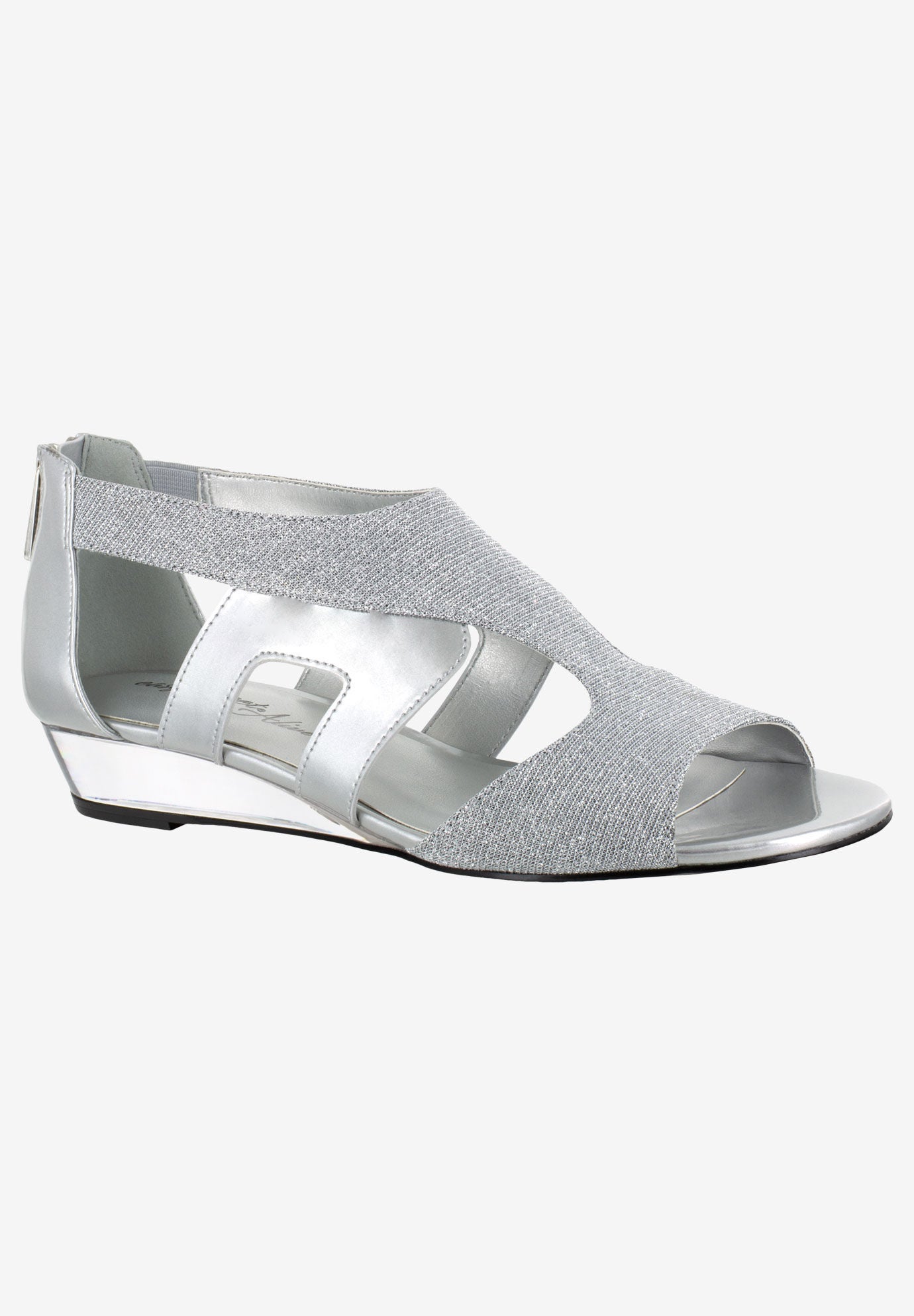 extra wide silver dress sandals