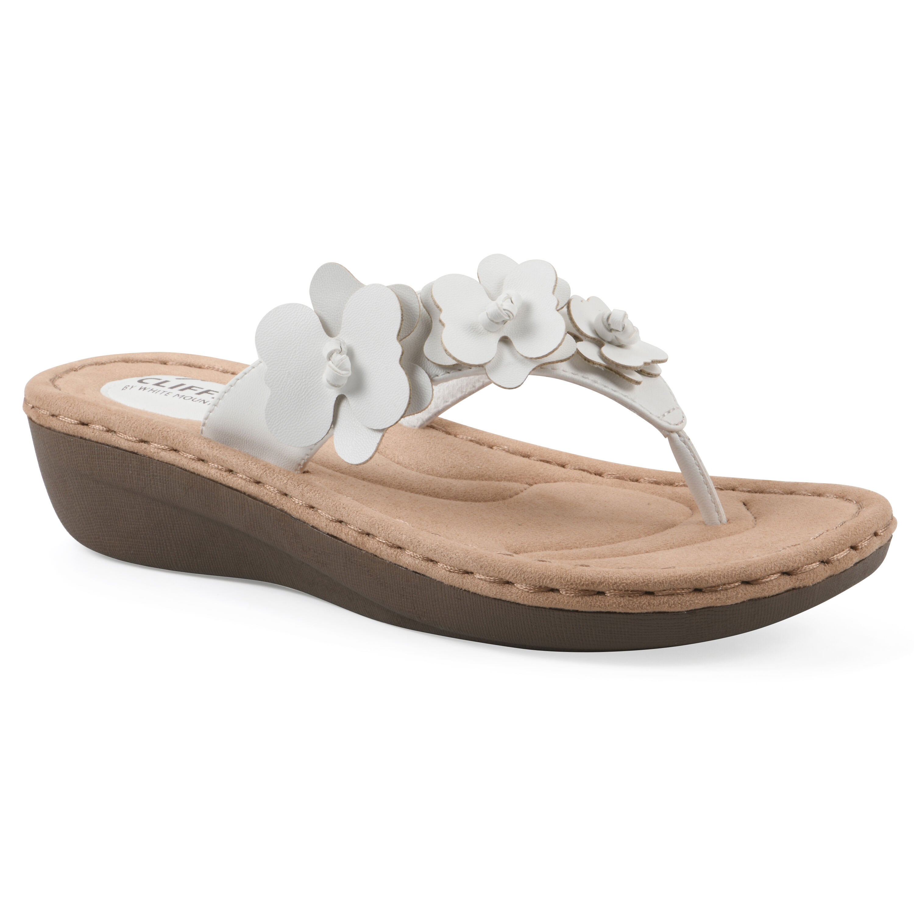 Cassilia Floral Mini Wedge Sandal, WHITE SMOOTH, hi-res image number 0