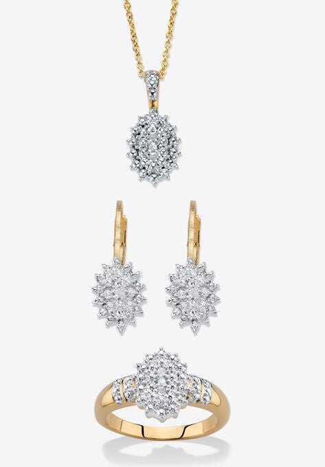 Gold Plated Genuine Diamond Jewelry Set, DIAMOND, hi-res image number null