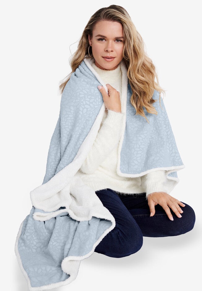 Embossed Sherpa Throw, PEARL GREY, hi-res image number null