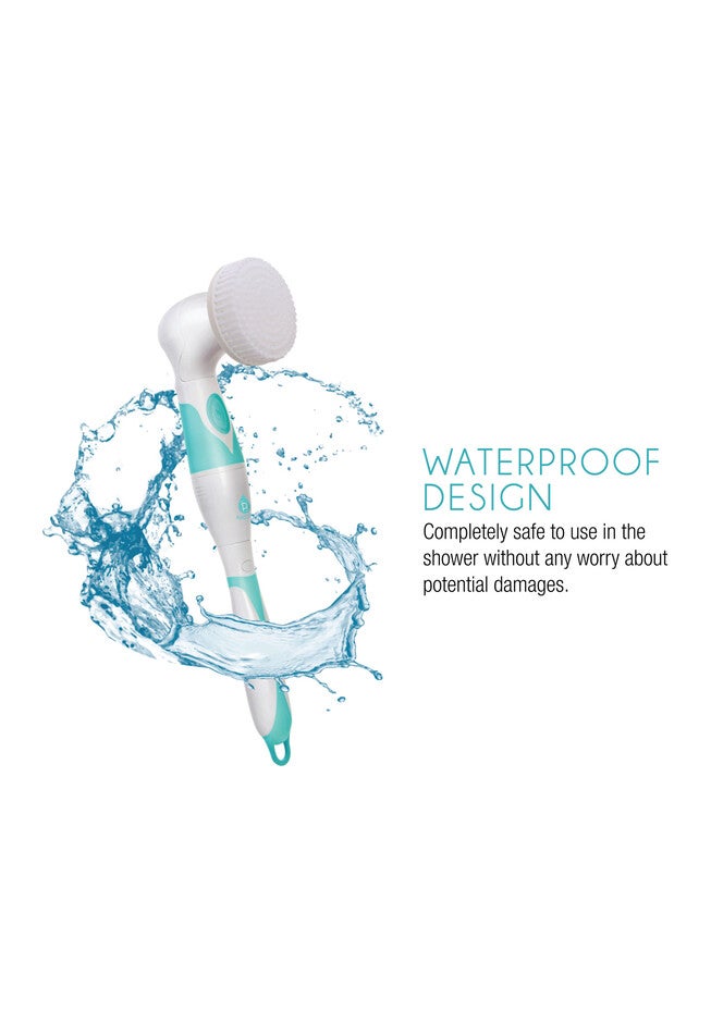 Waterproof Facial & Body Cleansing Brush With Extended Handle, , alternate image number null
