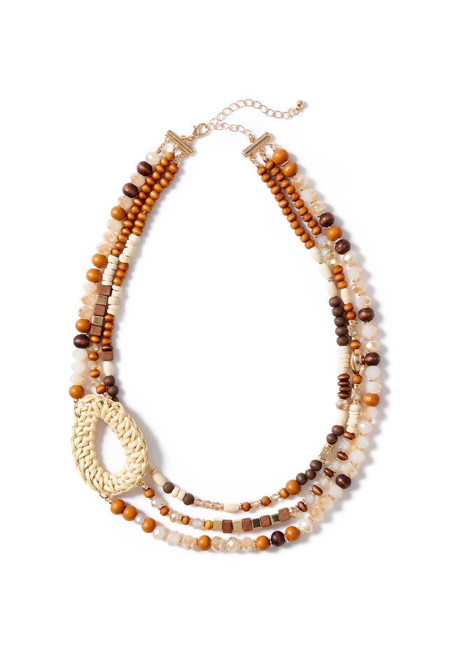 Wood Bead Necklace, , on-hover image number null