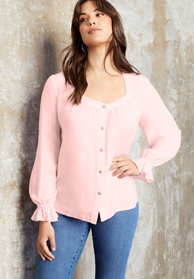 Sweetheart Acid Wash Top, SOFT BLUSH, hi-res image number null