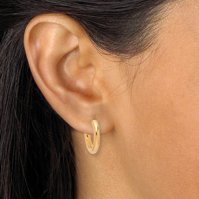 3-Pair Gold Ion-Plated Stainless Steel Hoops, 5/8 inches, 7/10 inches and 1 inches, YELLOW, alternate image number null