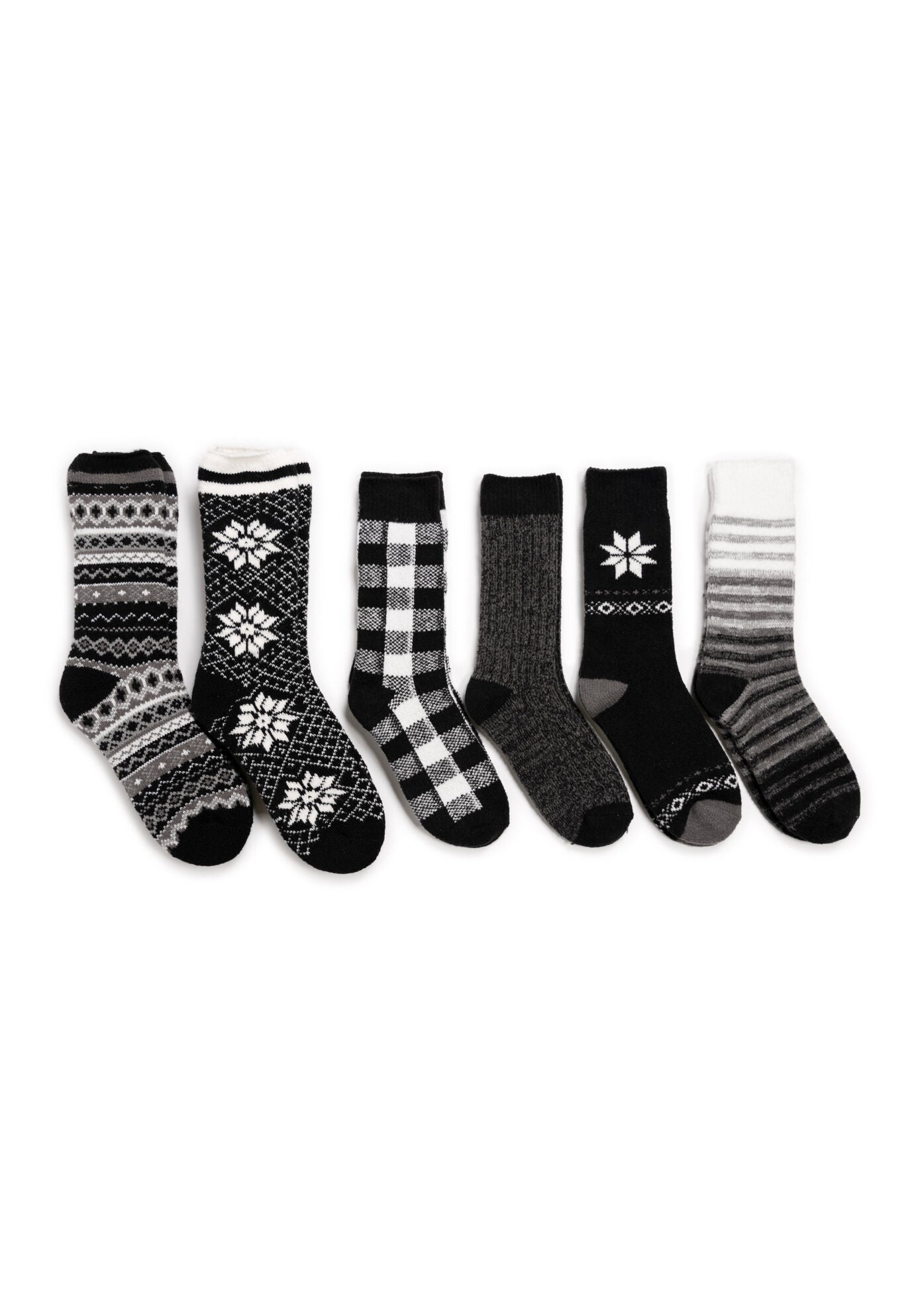 2 Heat Retainer Socks And 4 Microfiber Crew Socks, BLACK, hi-res image number 0