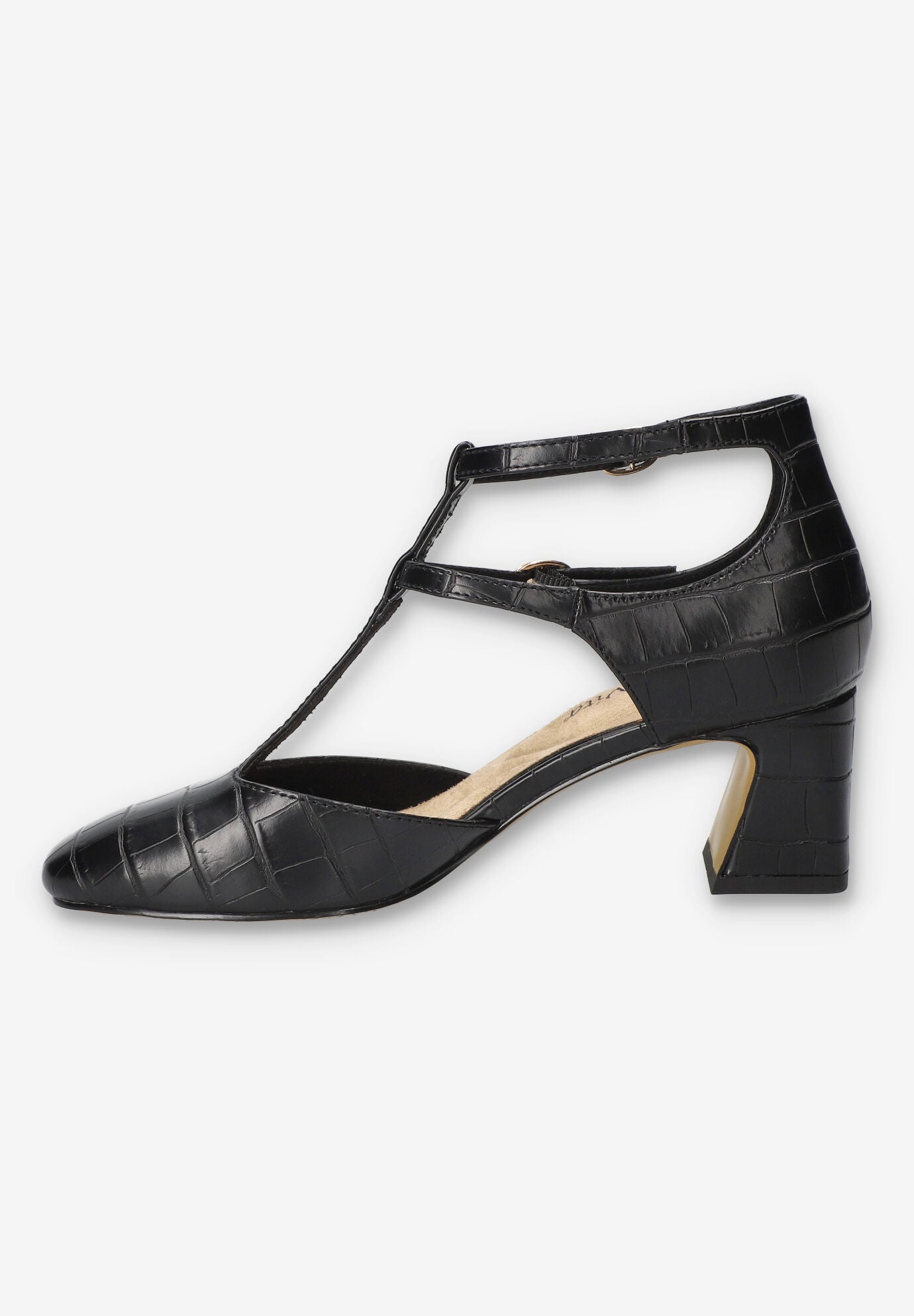 Harpswell Block Heel Pump, BLACK CROCO, alternate image number 4